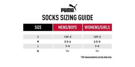 puma socks size